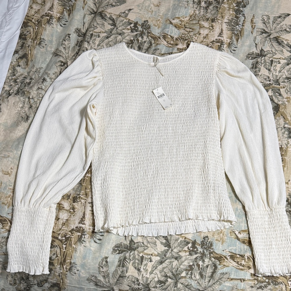 Anthropologie XL Ivory Long Sleeve Top NWT